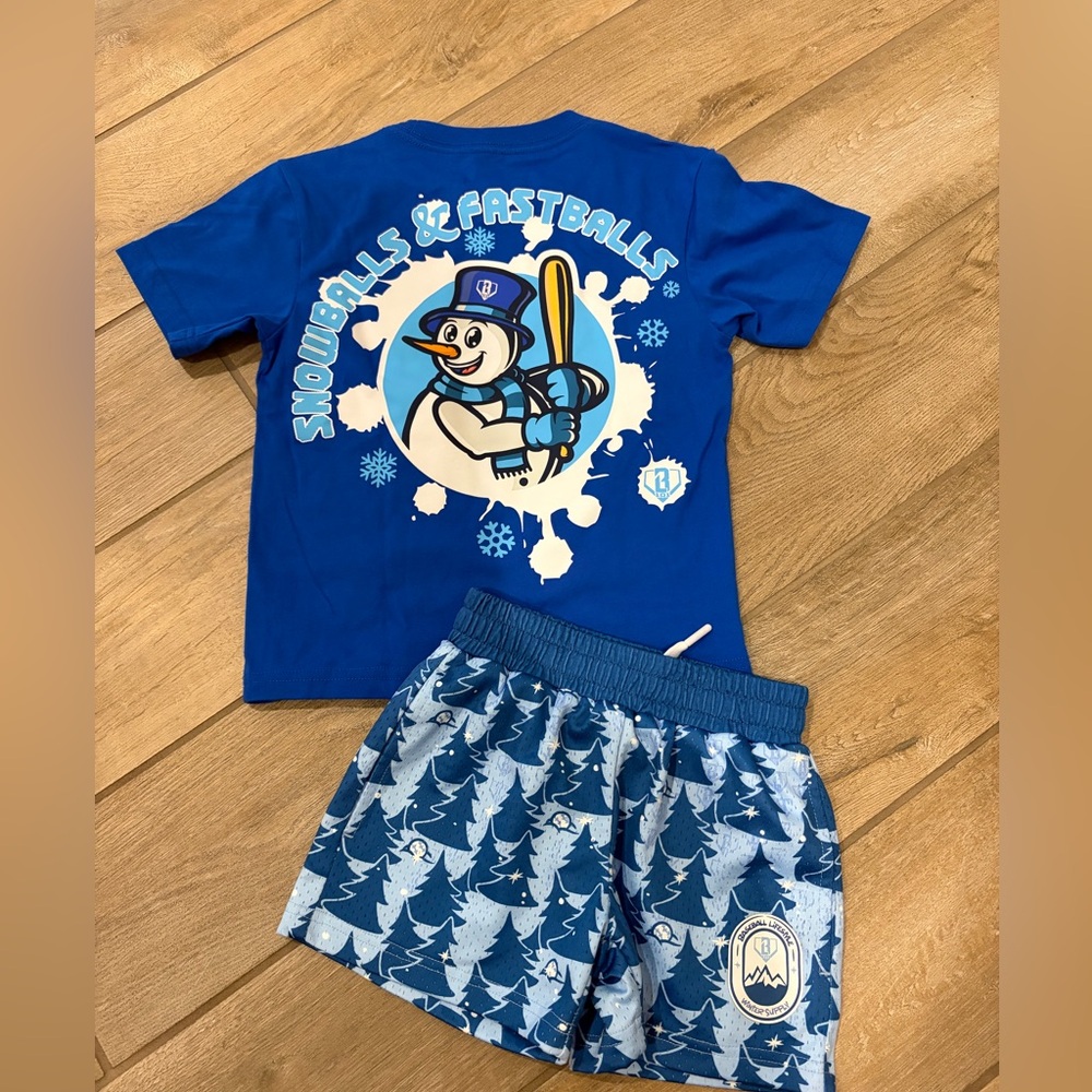 Baseball Lifestyle 101 boys Snowballs & Fastballs shirt and shorts set XXS